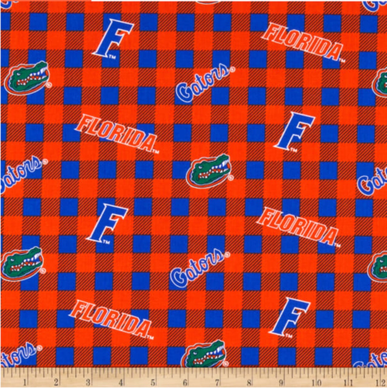 Licensed NCAA University of Florida Buffalo Plaid FL-1207 Cotton Fabric by the Yard